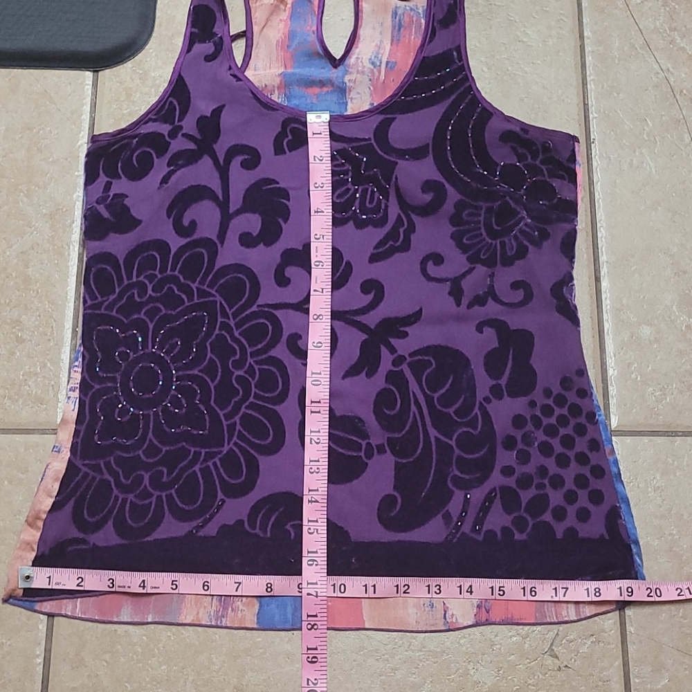 Hale Bob Purple Silk Velvet Floral Colorful Blouse - Picture 9 of 12